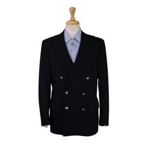 Smith's Bermuda London Samuel Cooper Navy Blue Double Breasted Wool Blazer 40R